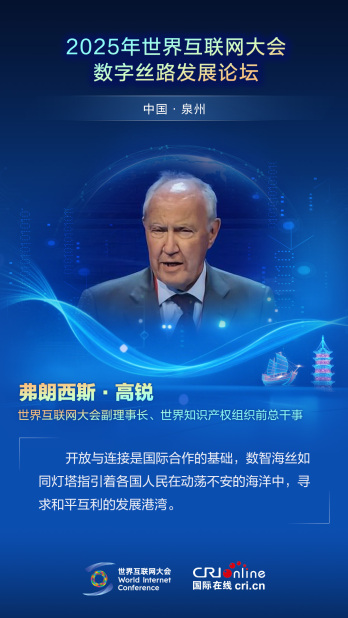 【2025数字丝路发展论坛】世界互联网大会副理事长弗朗西斯·高锐：开放与连接是国际合作的基础（海报）